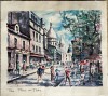 Cromolitografie Arno, Paris, Place du Tertre, 27 x 22 cm, Peisaje, Acuarela, Impresionism