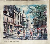 Cromolitografie Arno, Paris, Place du Theatre, 27 x 22 cm