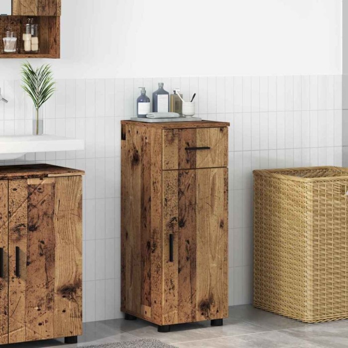 vidaXL Dulap de Baie cu ușă Lemn vechi 30 x 35 x 80 cm Lemn compozit 883332