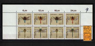 Germania, 1991 | Libelule indigene - Insecte | Bloc cu margini - MNH, Rar | aph foto