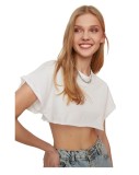 Cumpara ieftin Tricou cu maneca scurta Trendyol Super Crop Knit, alb, XS - OUTLET