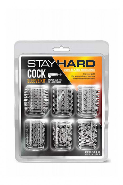 Set Manson Penis Stay Hard Cock Sleeve Kit Clear, 6 buc