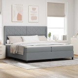 Cumpara ieftin Pat cu arc LED cu headboard Gri deschis 200 x 200 cm tesatura