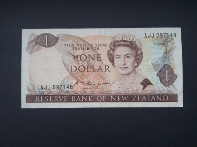 Bancnota New Zealand, 1 dollar, 1967, RARA, XF foto