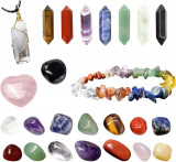 CYTOOL Set de pietre cu cristale vindecătoare chakre, pandantiv cu piatră prețio