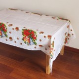 Fata de masa dreptunghiulara flippy, pvc, 2.5 mm grosime, imprimeu clopotei, potrivit pentru craciun, utilizare multipla, 180 x 108 cm, alb