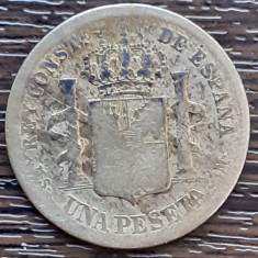 (A733) MONEDA DIN ARGINT SPANIA - 1 PESETA 1885, ALFONSO XII