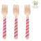 Set Furculițe Lemn 20 Buc, Dungi Fucsia, 16cm