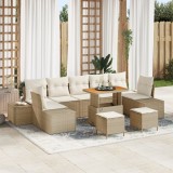 Set canapele grădină vidaXL cu perne Bej Ratan Poliester Acacia, Canapea grădină vidaXL 2 locuri cu perne Bej Ratan Poliester, Set dining grădină vida