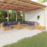 VidaXL Set mobilier grădină cu perne, 12 piese, lemn masiv de tec