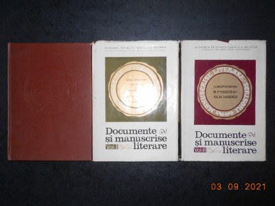 PAUL CORNEA, ELENA PIRU - DOCUMENTE SI MANUSCRISE LITERARE 3 volume foto