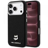 Husa MagSafe pentru Apple iPhone 18 Pro Max / 17 Pro Max, Karl Lagerfeld, Grained Choupette Head Metal, Neagra
