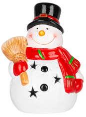 MagicHome Decorațiuni de Crăciun, Om de zăpadă z&amp;acirc;mbitor, LED, teracotă, 8,5x8,2x12,5 cm foto