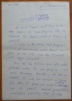 Manuscris olograf Geo Bogza, Convorbiri agrare, 5 pagini, 1979 foto