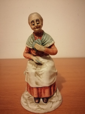Bibelou Figurina statueta portelan Bisque Elderly Old Lady foto