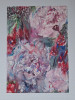 Pictura in acuarela neinramata - pictura cu flori mov, nesemnata, 17x24 cm, Realism