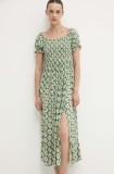 Answear Lab rochie culoarea verde, midi, evazată
