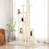 VidaXL Ansamblu de pisici cu st&acirc;lpi din funie de sisal, crem, 190 cm