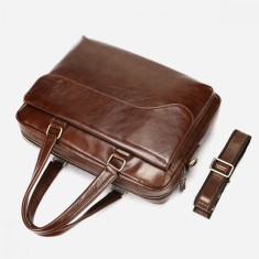 Servietă Laptop 15&#039; Piele Naturală, Fortress, Design Business, Ataşabilă Troler
