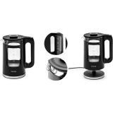 Fierbator cu perete dublu, fara fir, 2200 W, puternic 1, 7 L, fereastra, anticalcar, indicator al nivelului apei, negru