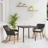 vidaXL Set de masă pentru grădină cu pernă 3 pcs Negru poliratan 3261663