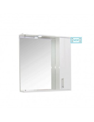 Oglinda baie cu dulap GN0201, dreptunghiulara, PAL Lucios, iluminare led, 2 rafturi, 70 cm, alb foto