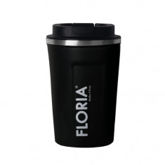 Cana de cafea Floria ZLN9969 tip termos, capacitate 380ml, interior din inox, pereti dublii, negru