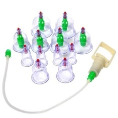 Set 12 Ventuze FOXMAG24 pentru Masaj, Pompa cu Vacum, Functie Terapeutica, Transparente