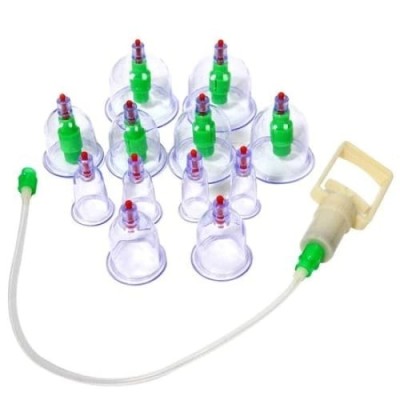 Set 12 Ventuze FOXMAG24 pentru Masaj, Pompa cu Vacum, Functie Terapeutica, Transparente foto