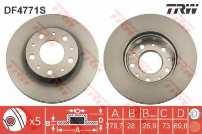 Disc frana PEUGEOT BOXER bus (2006 - 2016) TRW DF4771S foto