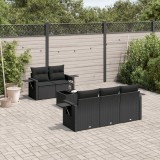 VidaXL Set mobilier de grădină cu perne, 6 piese, negru, poliratan