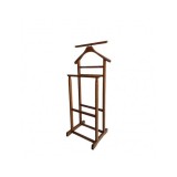 Portmantou suport haine, tip valet, dublu, din lemn masiv, 102 cm, nuc