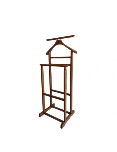 Portmantou suport haine, tip valet, dublu, din lemn masiv, 102 cm, nuc