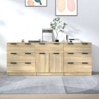 Servante, 3 piese, stejar sonoma, lemn prelucrat foto