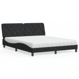 Gossi pat cu saltea, negru, 160x200 cm, catifea