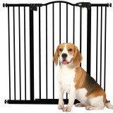 PawHut Poartă Extensibilă pentru C&acirc;ini fără Șuruburi, Poartă de Siguranță Reglabilă, 94-100x94 cm, Negru | Aosom Romania