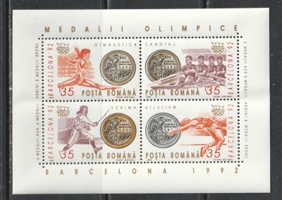 Romania 1992 - #1306 Medalii Olimpice J. O. Barcelona M/S 1v MNH foto