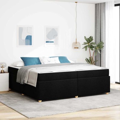 vidaXL Cadru de pat cu saltea Negru 200 x 200 cm țesătură 3399379 foto