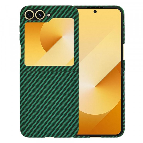 Husa pentru Samsung Galaxy Z Flip7 FE F741 / Z Flip6 F741, Techsuit, Carbonite FiberShell, Verde