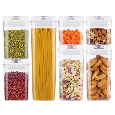 Set 7 Recipiente din Plastic, Cyrax, pentru Alimente/Obiecte, Inchidere Ermetica, 2 x 0.5l, 2 x 0.8l, 2 x 1.2l, 1 x 1.9 l, Capac Alb, Transparent foto