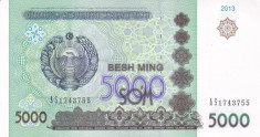 Bancnota Uzbekistan 5.000 Sum 2013 - P83 UNC foto