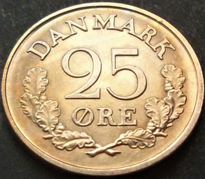 Moneda 25 ORE - DANEMARCA, anul 1961 *cod 1302 = UNC DIN FASIC foto