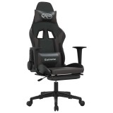 Cumpara ieftin Scaun de gaming cu masaj/suport picioare, negru/gri, piele eco