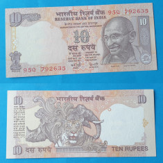 Bancnota veche India 10 Rupees - in stare foarte buna SUPERBA