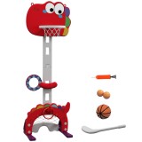 AIYAPLAY Cerc de Baschet pentru Copii, &Icirc;nălțime Reglabilă, Set de Baschet 5 &icirc;n 1 cu Fotbal, Golf, Lasou, 46x51x134-152 cm, Roșu | Aosom Romania