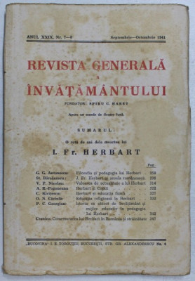 REVISTA GENERALA A INVATAMANTULUI , ANUL XXIX , NR. 7 - 8 , SEPTEMBRIE - OCTOMBRIE , 1941 foto