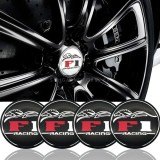 Cumpara ieftin Set 4 buc. ornament central janta, model &bdquo;F1 Black&rdquo;, diametru 5cm
