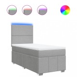 Cumpara ieftin Pat box spring cu saltea, gri deschis, 100x200 cm, textil