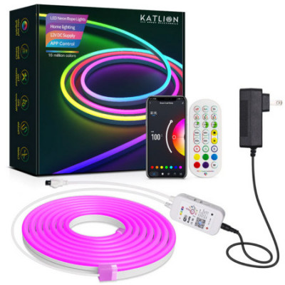 Banda LED Neon RGBIC flexibila Katlion&amp;reg;, Smart Control din aplicatie ,5M foto