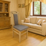 Scaun de living si bucatarie, SB Tim, din lemn masiv fag, tapiterie stofa, lacuit, 120 kg, 96x43x40 cm, Stejar Sonoma